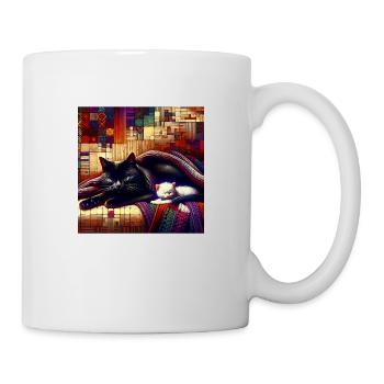 Cat Knitted Throw Comfort - Mug - white - Right