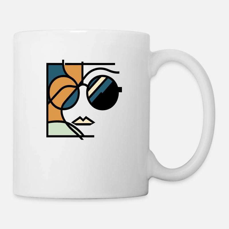 Retro Chic 70er Sonnenbrille - Tasse - Weiß