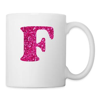 Buchstabe f rosa Glitzer - Tasse - Weiß - Rechts