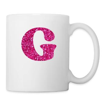 Buchstabe g rosa Glitzer - Tasse - Weiß - Rechts