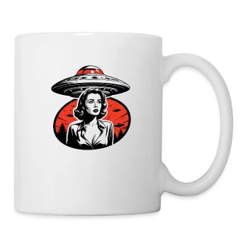 Woman encounters Alien UFO Film Noir - Mug - white - Right