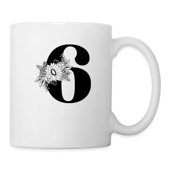 Number 6 Black Floral -6th Floral Anniversary - Mug - white - Right
