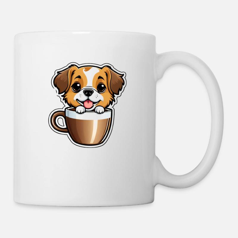 Chien mignon dans une tasse à café - Mug blanc - blanc