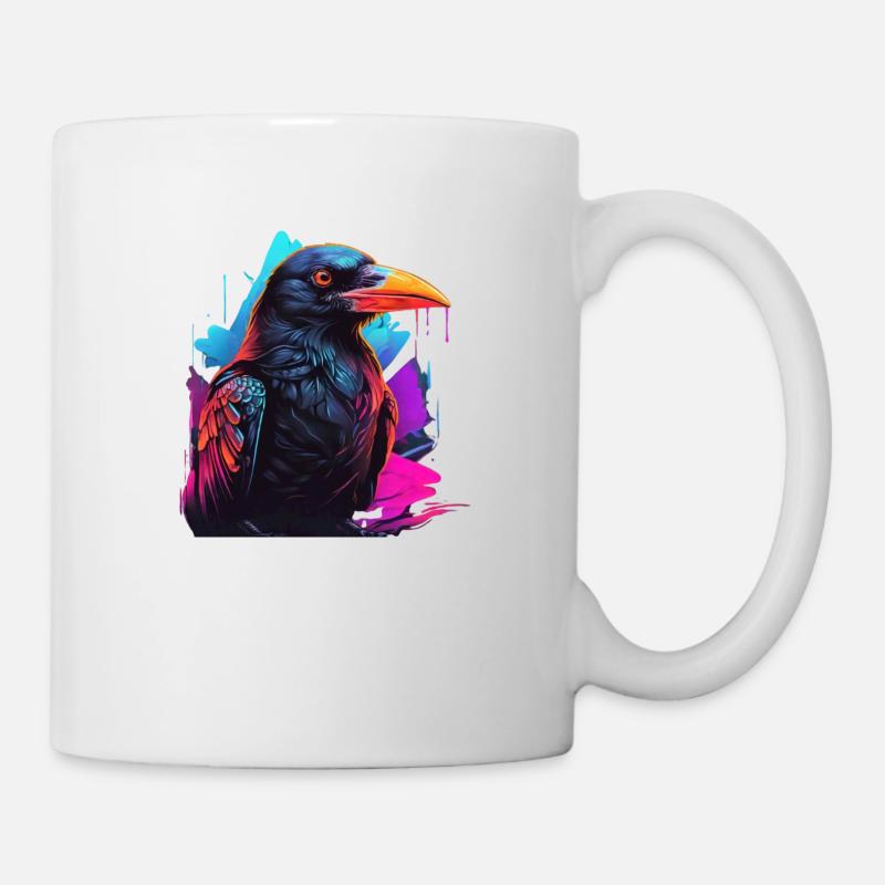 Corbeau Corbeau coloré Neonlight - Mug blanc - blanc