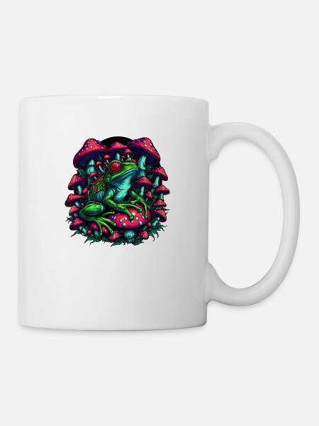 Psychedelischer Frosch mit Pilzen - Tasse - Weiß
