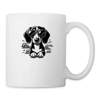 Schwarz-weißer Dackel - Tasse - Weiß - Rechts