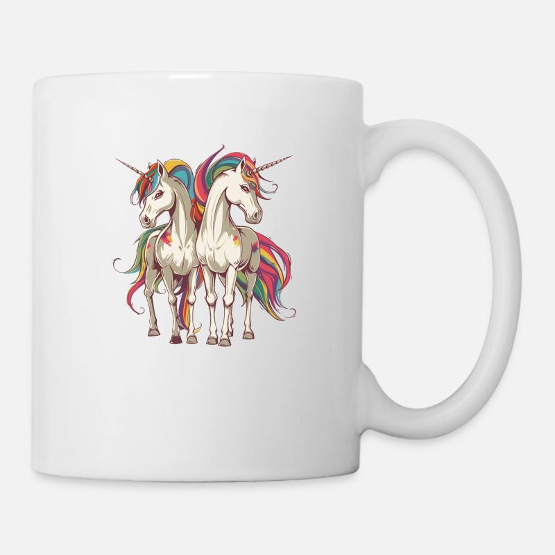 Buntes Einhorn-Duo - Tasse - Weiß