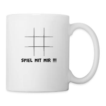 Leeres Tik tak to oder Käsekästchen, Spiel mit mir - Tasse - Weiß - Rechts