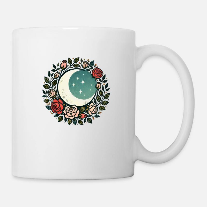 Halbmondrosen - Tasse - Weiß