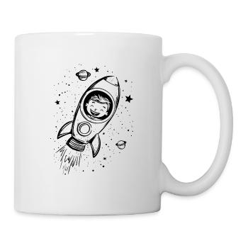 Astronaut Junge in Rakete im Weltall - Tasse - Weiß - Rechts