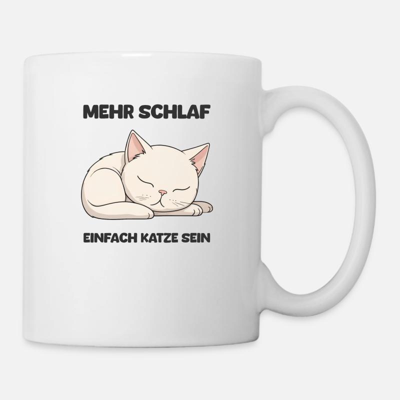 Schlafende süße Katze - Tasse - Weiß