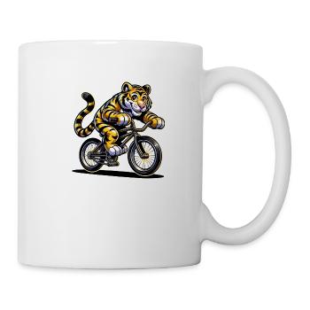 Tigre cycliste mignon - Mug blanc - blanc - Droite