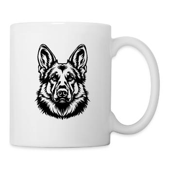 Schäferhund Hund Hundekopf - Tasse - Weiß - Rechts