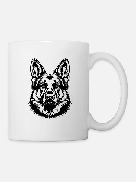 Schäferhund Hund Hundekopf - Tasse - Weiß