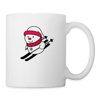 ski fahrer schneemann 02 - Tasse - Weiß - Rechts