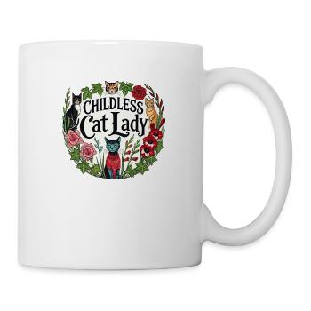 Childless Cat Lady Illustration funny cat lady - Mug - white - Right