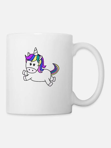 Mignonne licorne qui saute// - Mug blanc - blanc