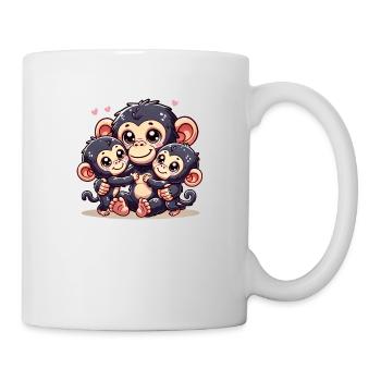 Parent chimpanzé aimant avec deux enfants mignons - Mug blanc - blanc - Droite