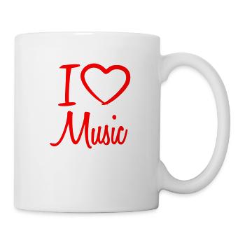 I Love Music Musik Liebe Herz Symbol Spruch Text - Tasse - Weiß - Rechts