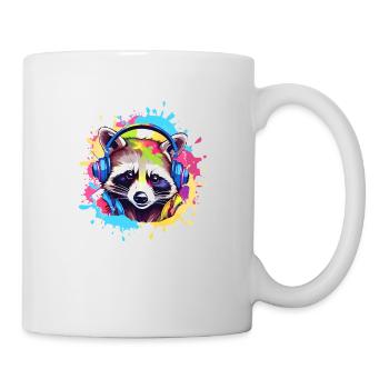 raccoon, colorful, painting, headphones, graffiti - Mug - white - Right
