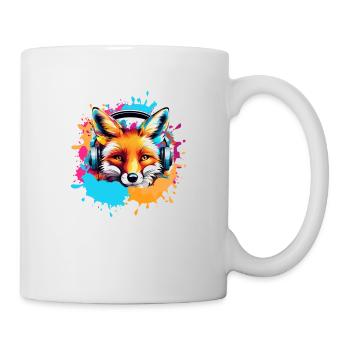 Fuchs,bunt, Malerei,kopfhörer, Graffiti - Tasse - Weiß - Rechts