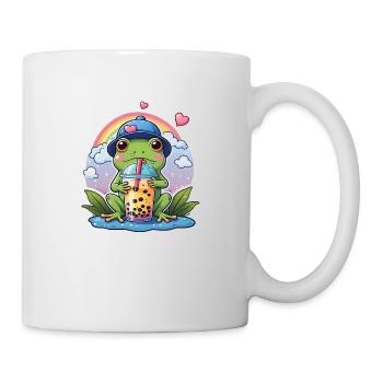 Grenouille mignonne en casquette de baseball buvant de la limonade - Mug blanc - blanc - Droite