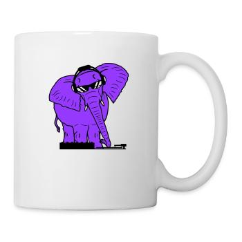 Lustiger Elefant Rosarot DJ Mischpult Party Musik - Tasse - Weiß - Rechts