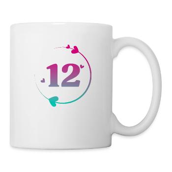 12e anniversaire cercle cœur coloré - Mug blanc - blanc - Droite