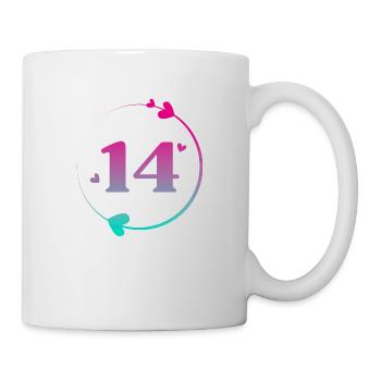 14th Birthday Colorful Heart Circle - Mug - white - Right