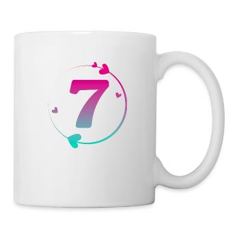 7e anniversaire cercle cœur coloré - Mug blanc - blanc - Droite