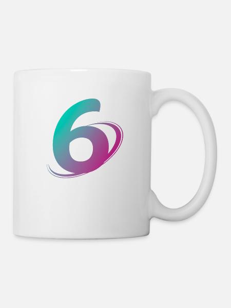Nummer 6 mehrfarbig - Tasse - Weiß