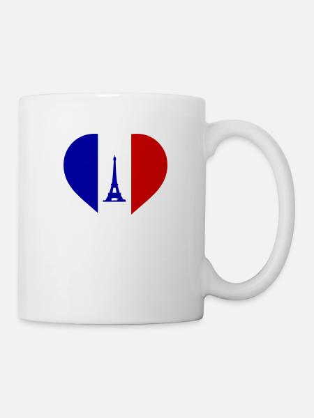 herz frankreich - Tasse - Weiß
