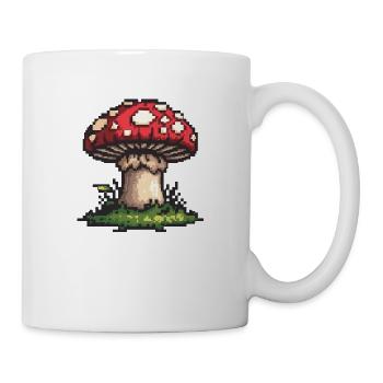 Icône de pixel champignon - Mug blanc - blanc - Droite