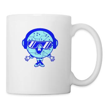 DJ Daten Mikrochip Nerd Geek Gesicht Party Musik - Tasse - Weiß - Rechts