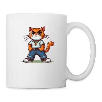 Cat Brat: Tough Cat, proud with paws on hips - Mug - white - Right
