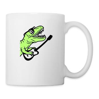 DJ Dino T-Rex Dinosaurier Gitarre Spielen Party - Tasse - Weiß - Rechts