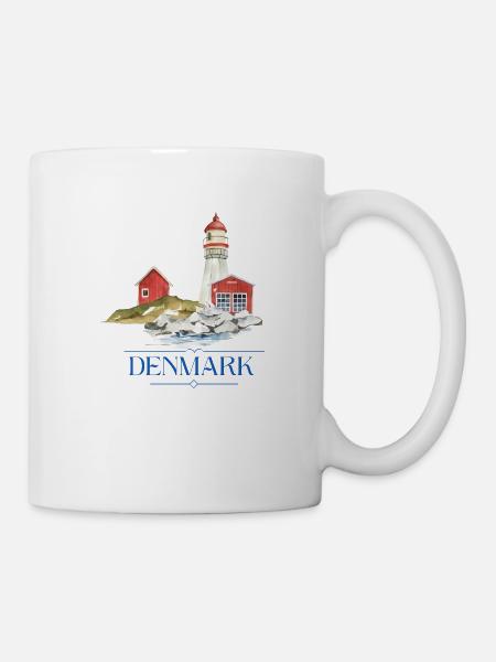 Dänemark Leuchtturm tiny Haus am Meer - Tasse - Weiß