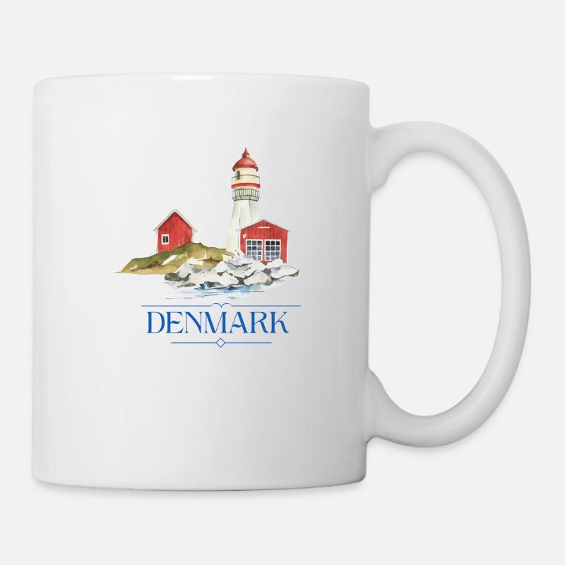 Dänemark Leuchtturm tiny Haus am Meer - Tasse - Weiß