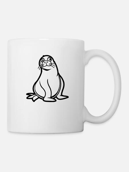 seehund comic - Tasse - Weiß