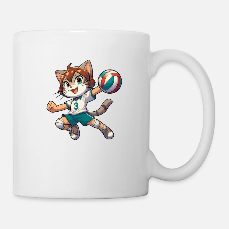 Sporty cat: volleyball player - Mug - white