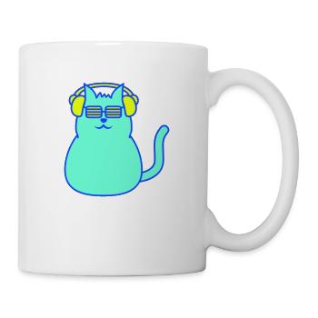 Süße DJ Katze Hört Musik Party Haustier Kätzchen - Tasse - Weiß - Rechts