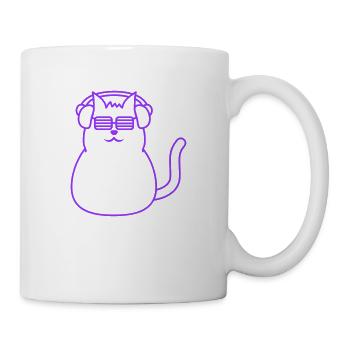 Süße DJ Katze Hört Musik Party Haustier Kätzchen - Tasse - Weiß - Rechts