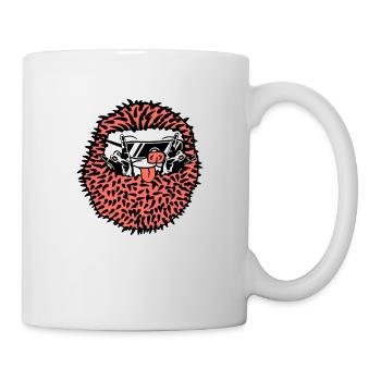 Gerollter Süßer Igel Zeigt Cool Heavy Metal Hände - Tasse - Weiß - Rechts