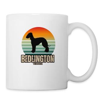 Bedlington Terrier Retro Sunset Silhouette - Tasse - Weiß - Rechts
