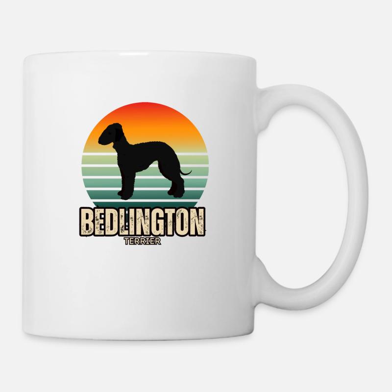 Bedlington Terrier Retro Sunset Silhouette - Mug blanc - blanc