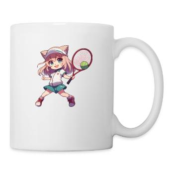 Sportkatze: Tennisspieler - Tasse - Weiß - Rechts