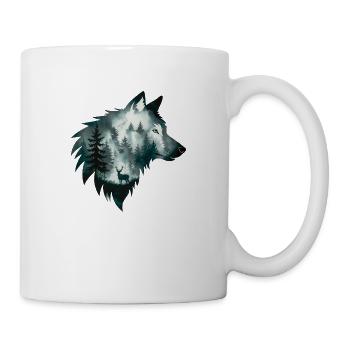 Fesselndes und kompliziertes Kunstwerk mit einem Wolf - Tasse - Weiß - Rechts