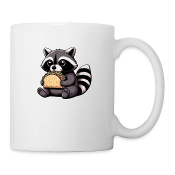 Waschbär isst Taco - Tasse - Weiß - Rechts