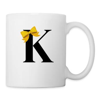 Buchstabe k gelbe Schleife - Tasse - Weiß - Rechts