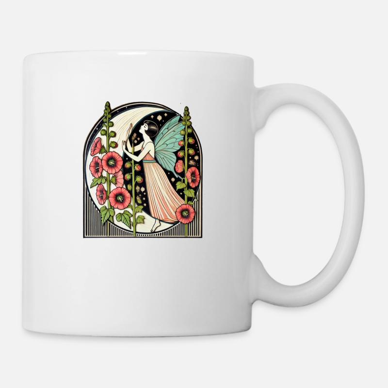 Stockrosen Fee - Tasse - Weiß